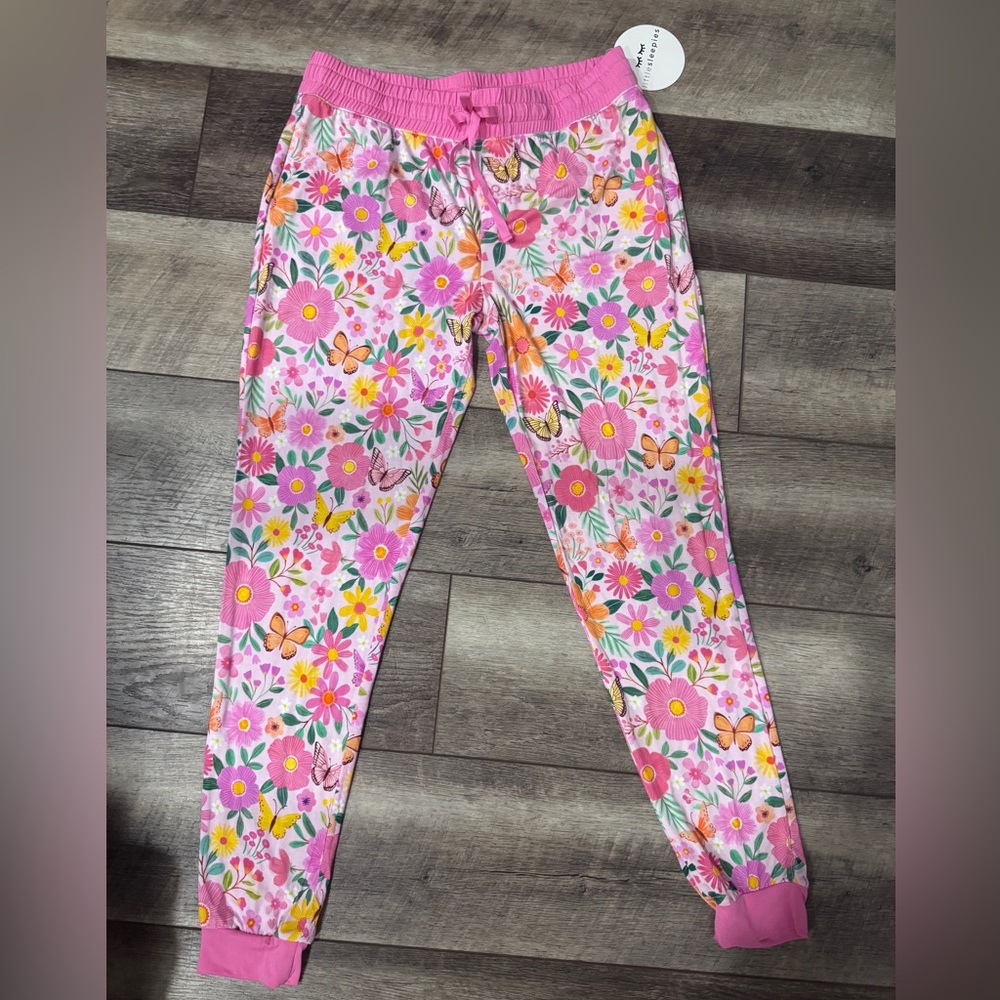 🦋🌼 Little Sleepies Pink Butterfly Blooms Women’s Small Cuffed Pajama Bottoms NWT - Picture 10 of 10